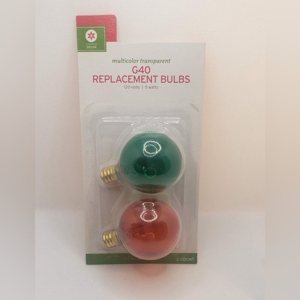 Multicolor Transparent G40 Replacement Bulbs 120 Volts / 5 Watts Green & Orange
